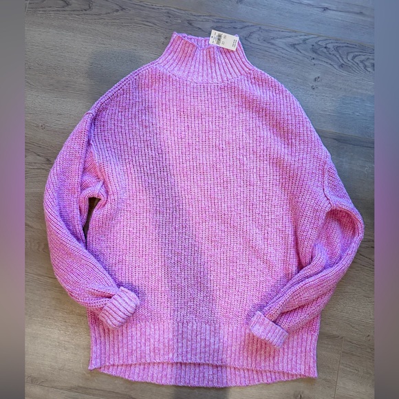 NWT Aerie chunky knit mockneck sweater Pink Small - Picture 3 of 8